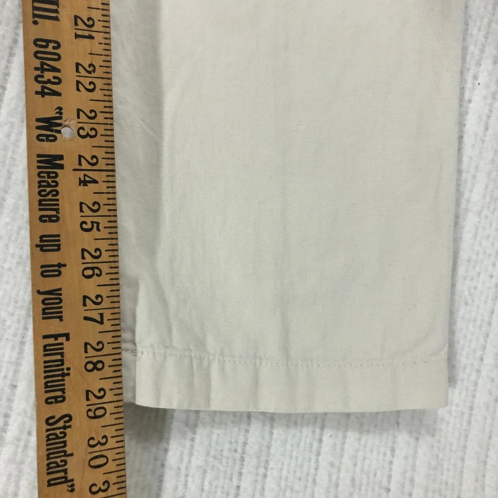 Banana Republic Cream Cotton Linen High Waist Cargo Pants Buckle Detail Size 2